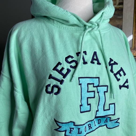 Siesta Key Florida light green hoodie front pocket & full zip closure XL - Picture 4 of 5